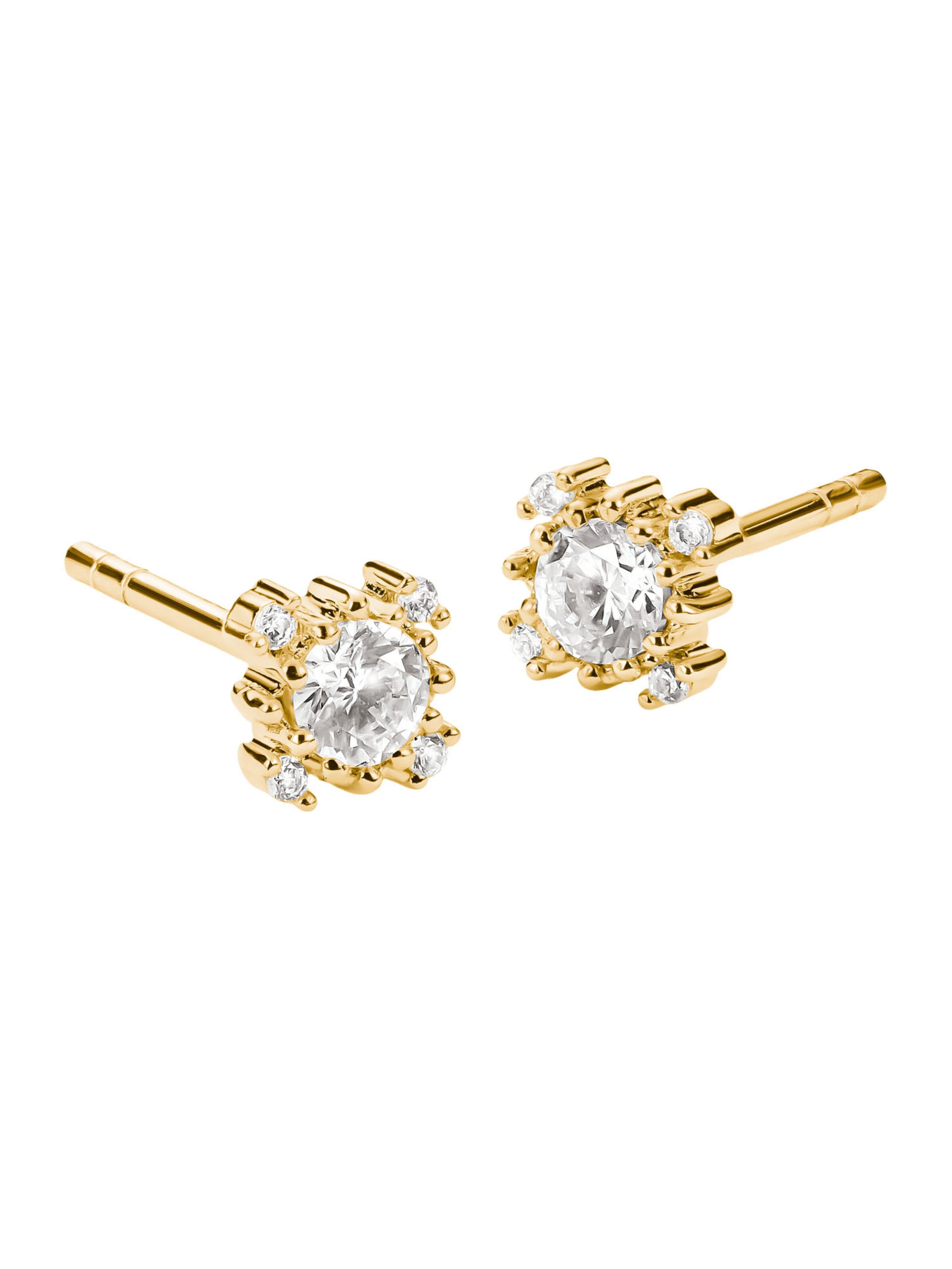 Thomas Sabo Ohrstecker mit weißem Zirkonia in Gelb