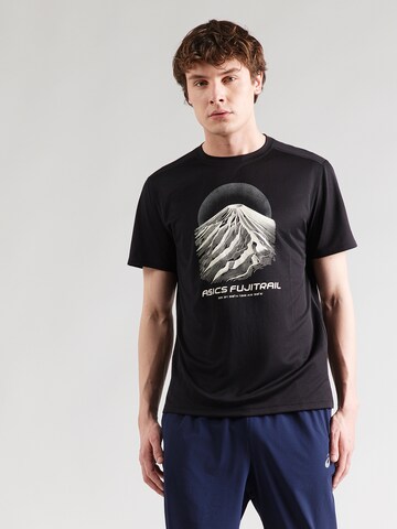 ASICS Λειτουργικό μπλουζάκι 'FUJITRAIL' σε μαύρο: μπροστά