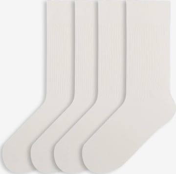 Von Jungfeld Socks 'Fine Ribbed' in White: front
