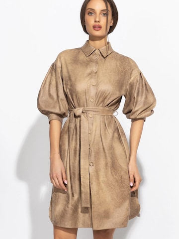 JIORO Blusenkleid 'ESSENTIALS' in Braun