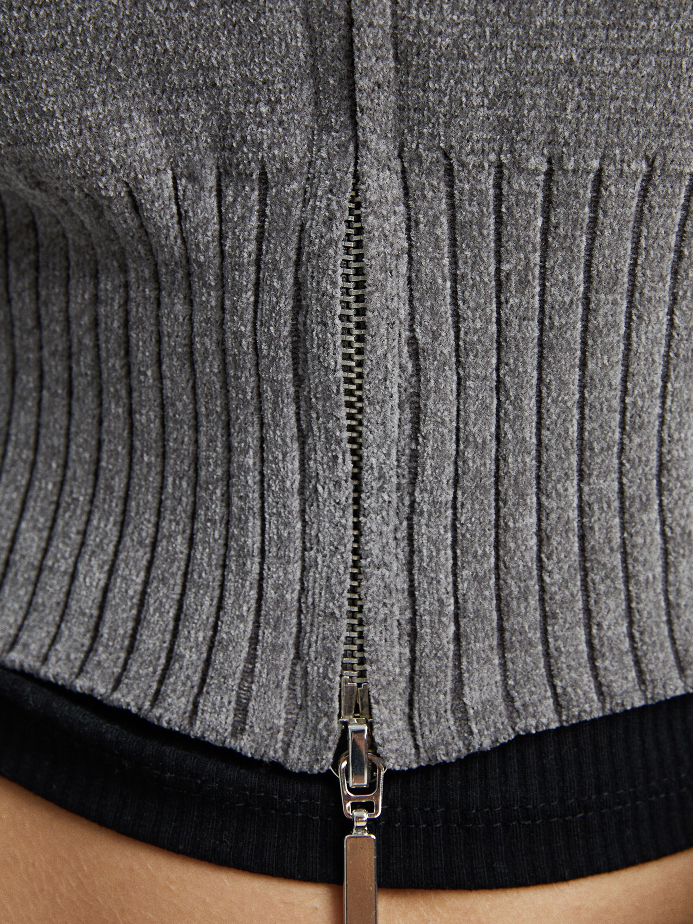 Bershka ribbed cardigan with zip sale