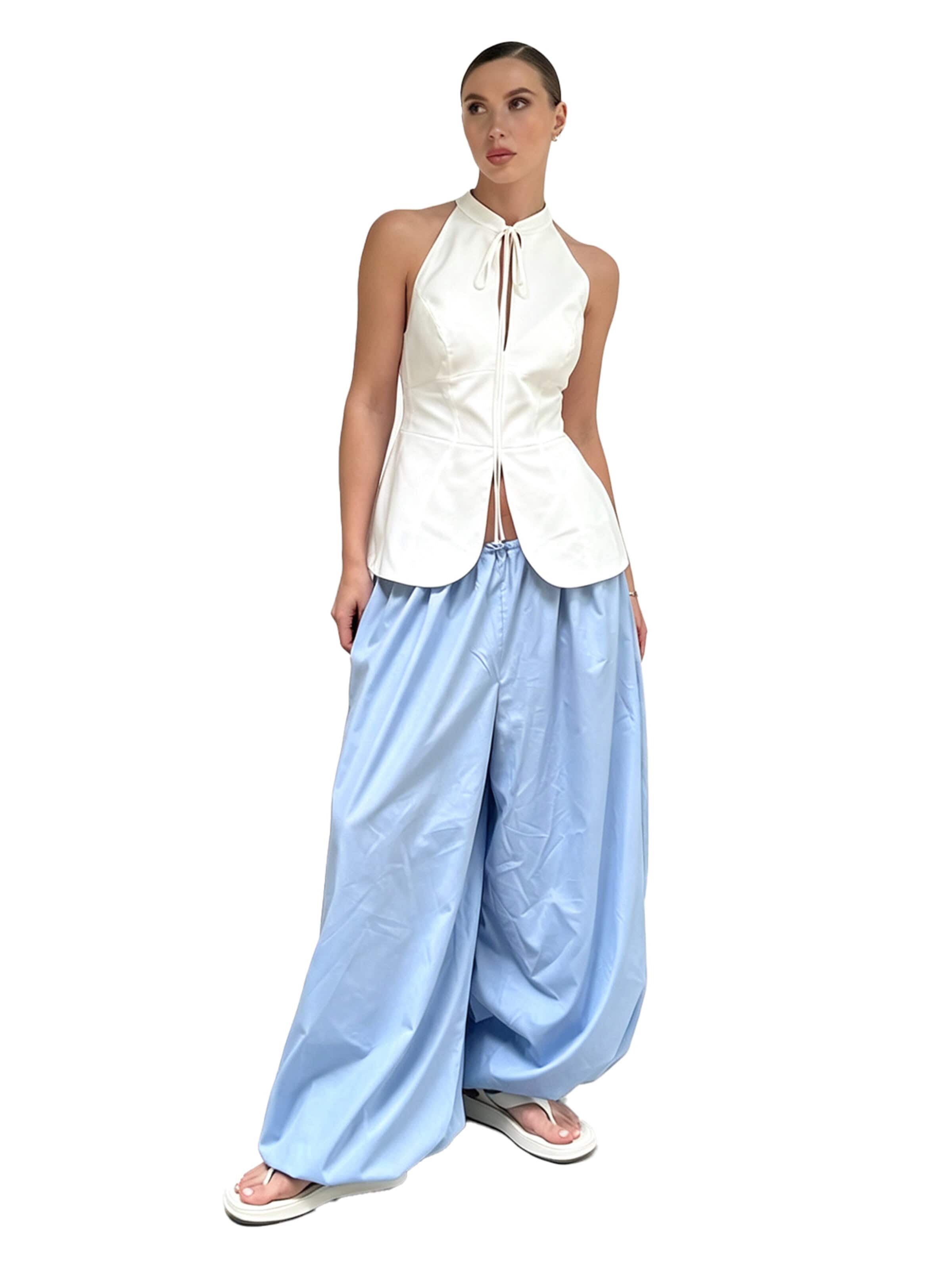 KoJooin Szeroka nogawka Spodnie 'Damen Baumwollweite Lässige Culotte Hose – Modische, lockere Laternenhose für entspannte Looks' w kolorze niebieski