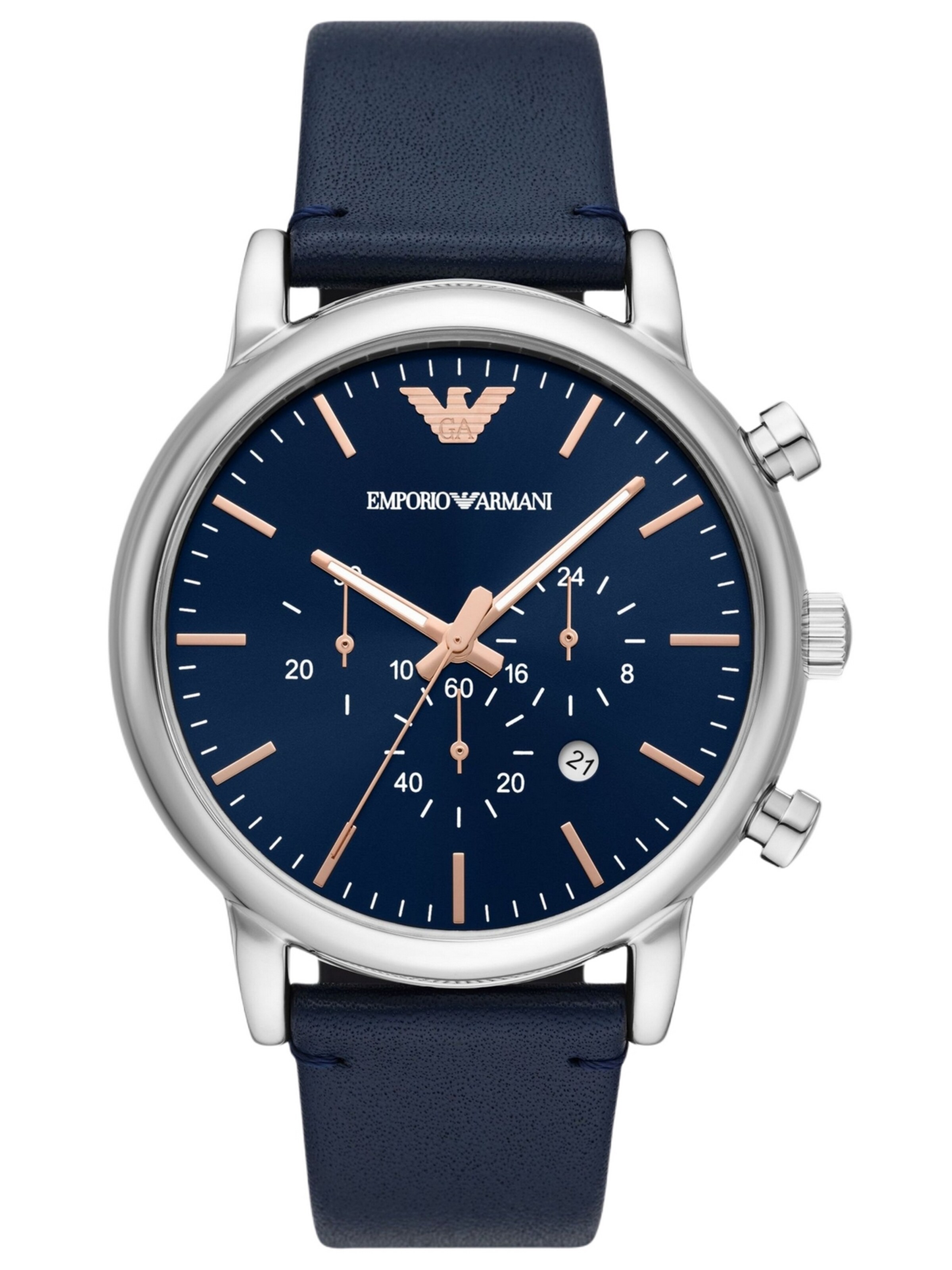 Montre à affichage analogique 'Luigi' Emporio Armani en bleu : devant