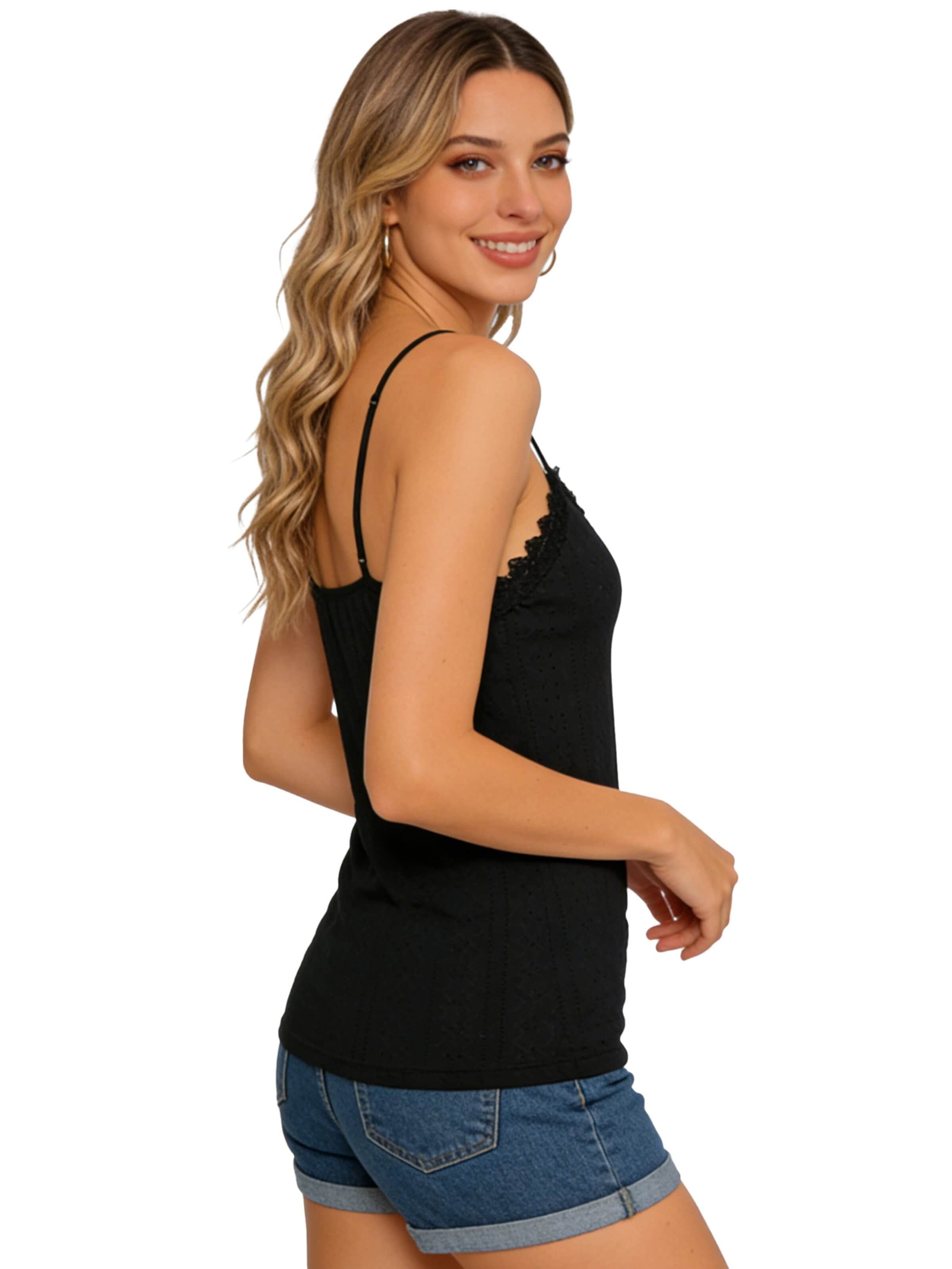 Haut 'V-neck summer lace vest' MEETWEE en noir
