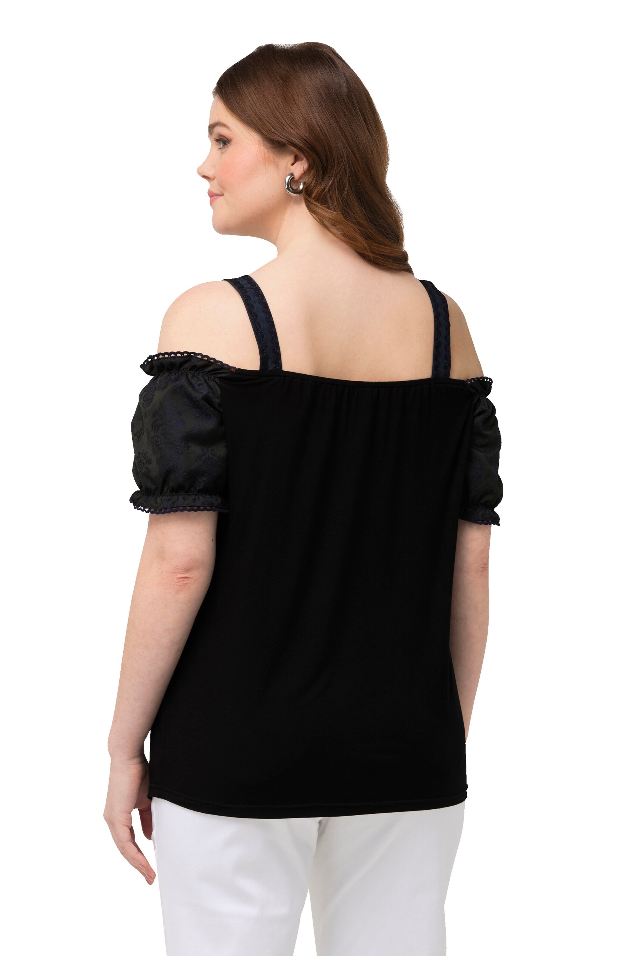 Ulla Popken Trachtenbluse in Schwarz