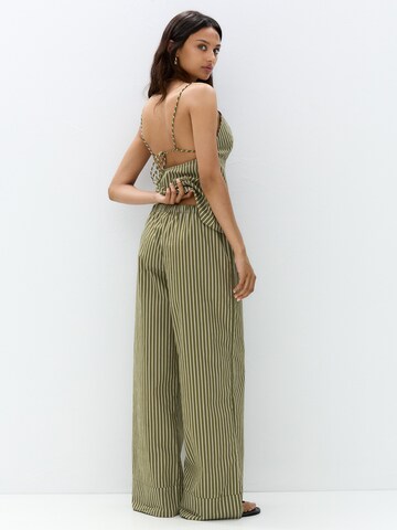 Wide Leg Pantalon Pull&Bear en vert