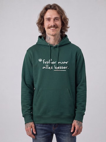 Watapparel Sweatshirt 'Früher War Alles Besser' in Groen: voorkant