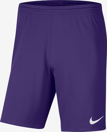 NIKE Workout Pants 'Nike Park III Shorts' in Purple: front