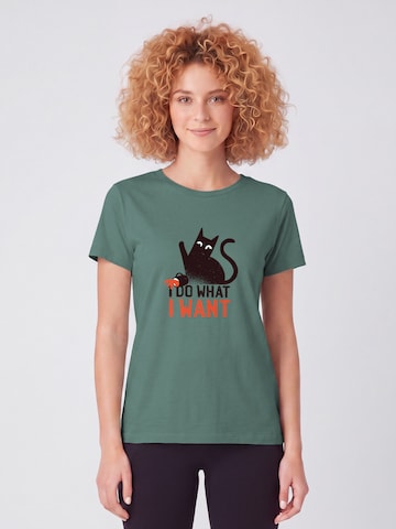 Watapparel Shirt 'Cat' in Groen: voorkant