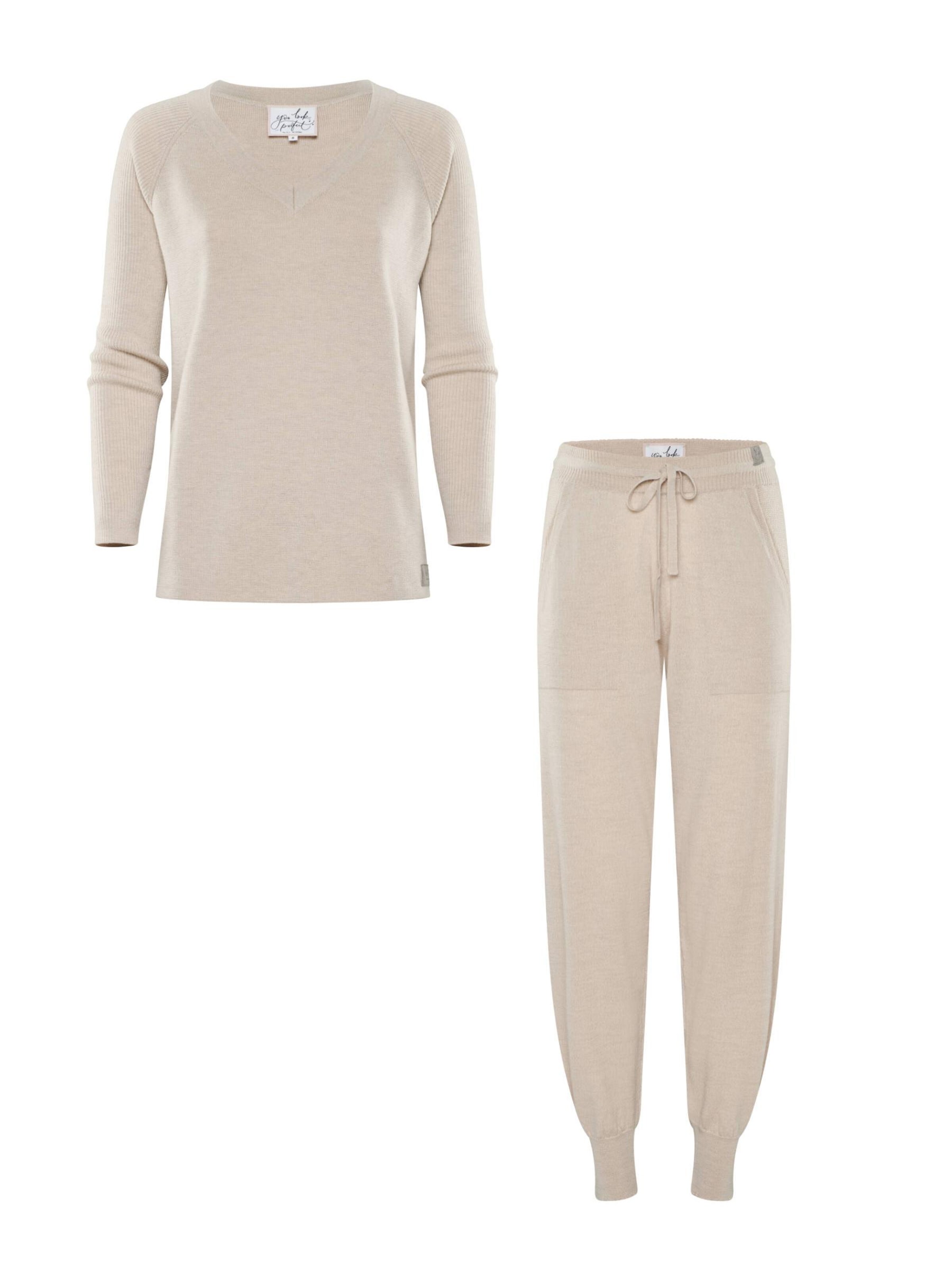 YOU LOOK PERFECT Leisure suit 'LOUNGEWEAR SET  - Pullover Dorina & Pants Bella' in Beige
