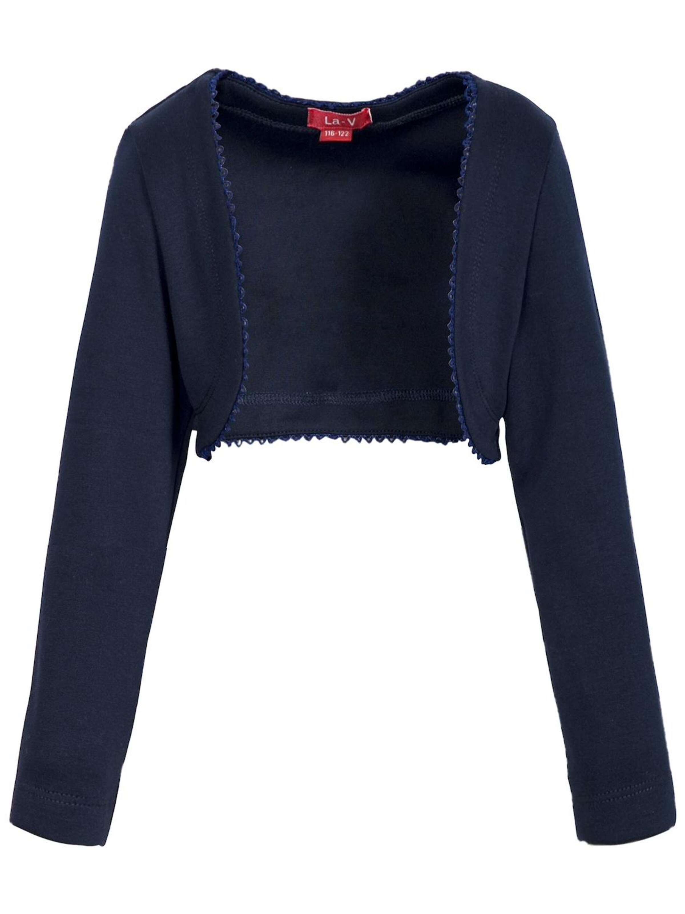 La V Bodywarmer 'Bolero met kant kraag' in Blauw: voorkant