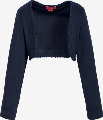 La V Bodywarmer 'Bolero met kant kraag' in Blauw: voorkant