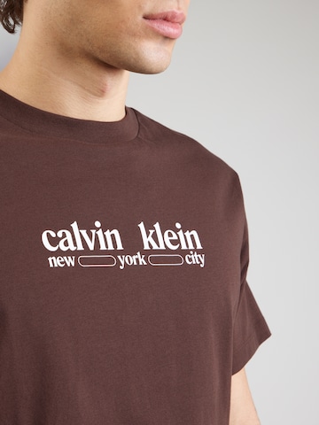 Calvin Klein Jeans Tričko 'NYC' – hnědá