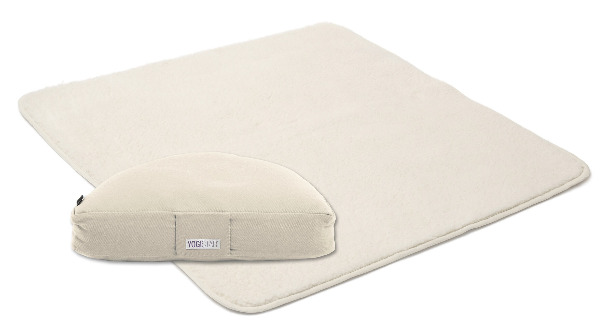 YOGISTAR.COM Yoga-Set Calm Edition - Meditation Natur 75 X 75 Cm in Weiß: Vorderseite