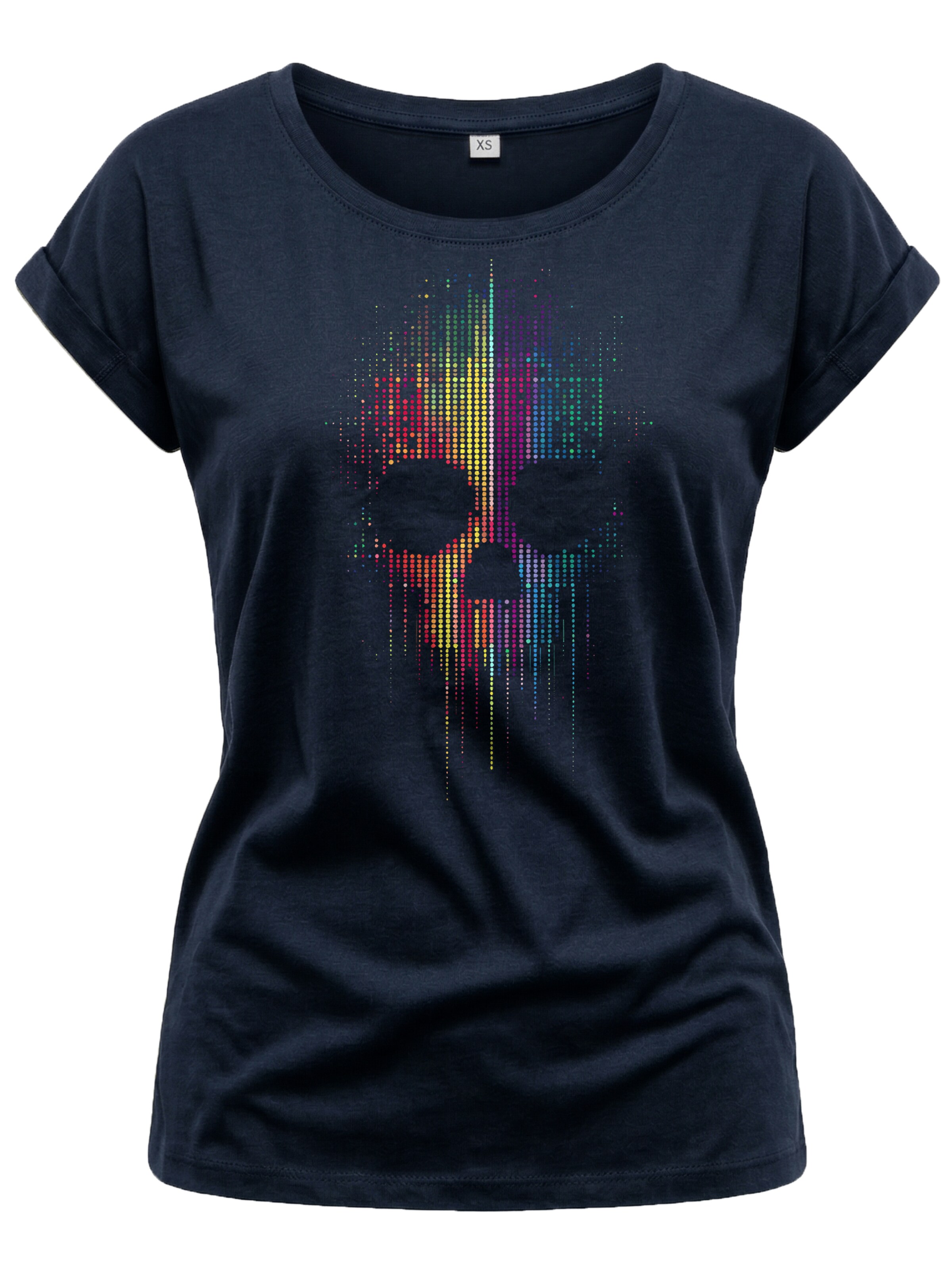 MAKAYA Shirt 'Ai Dot Skull' in Blue: front