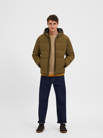 SELECTED HOMME Winter Jacket 'Harry' in Green