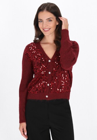 FELIPA Knit cardigan in Red: front