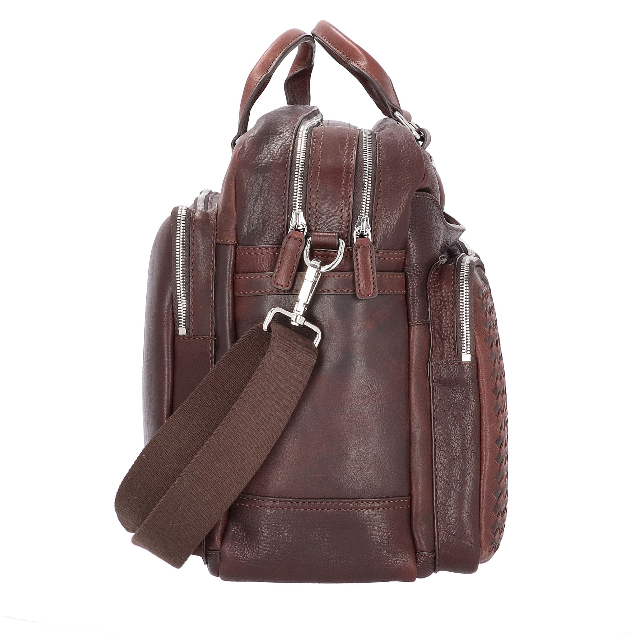 bugatti Document Bag 'Woven' in Brown