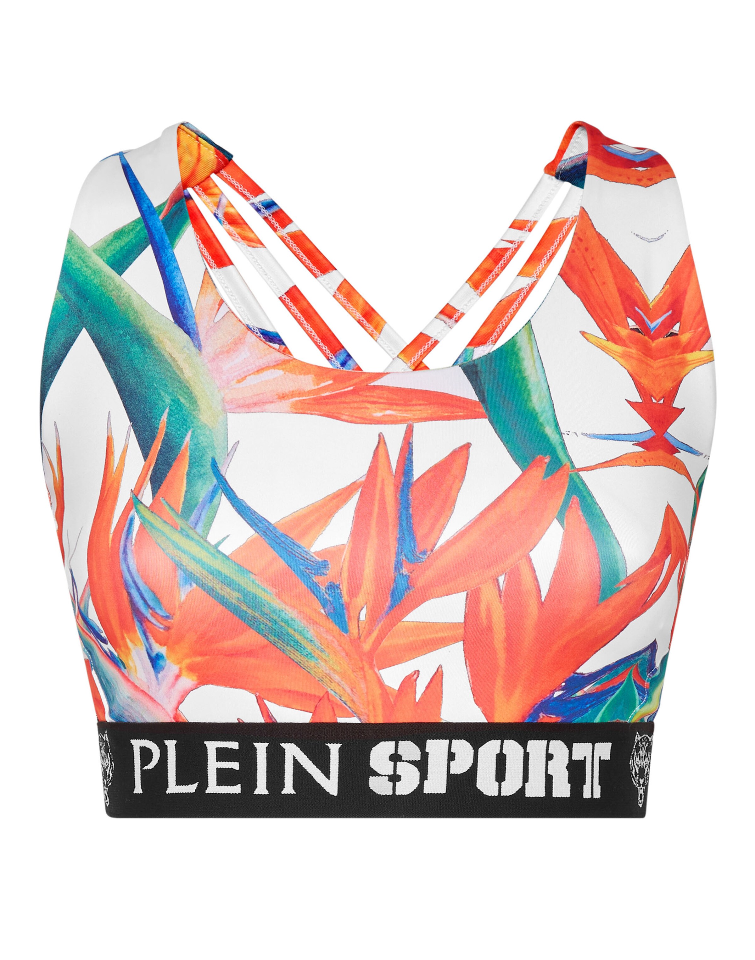 Plein Sport - Soutien Bustier Top desportivo em branco: frente