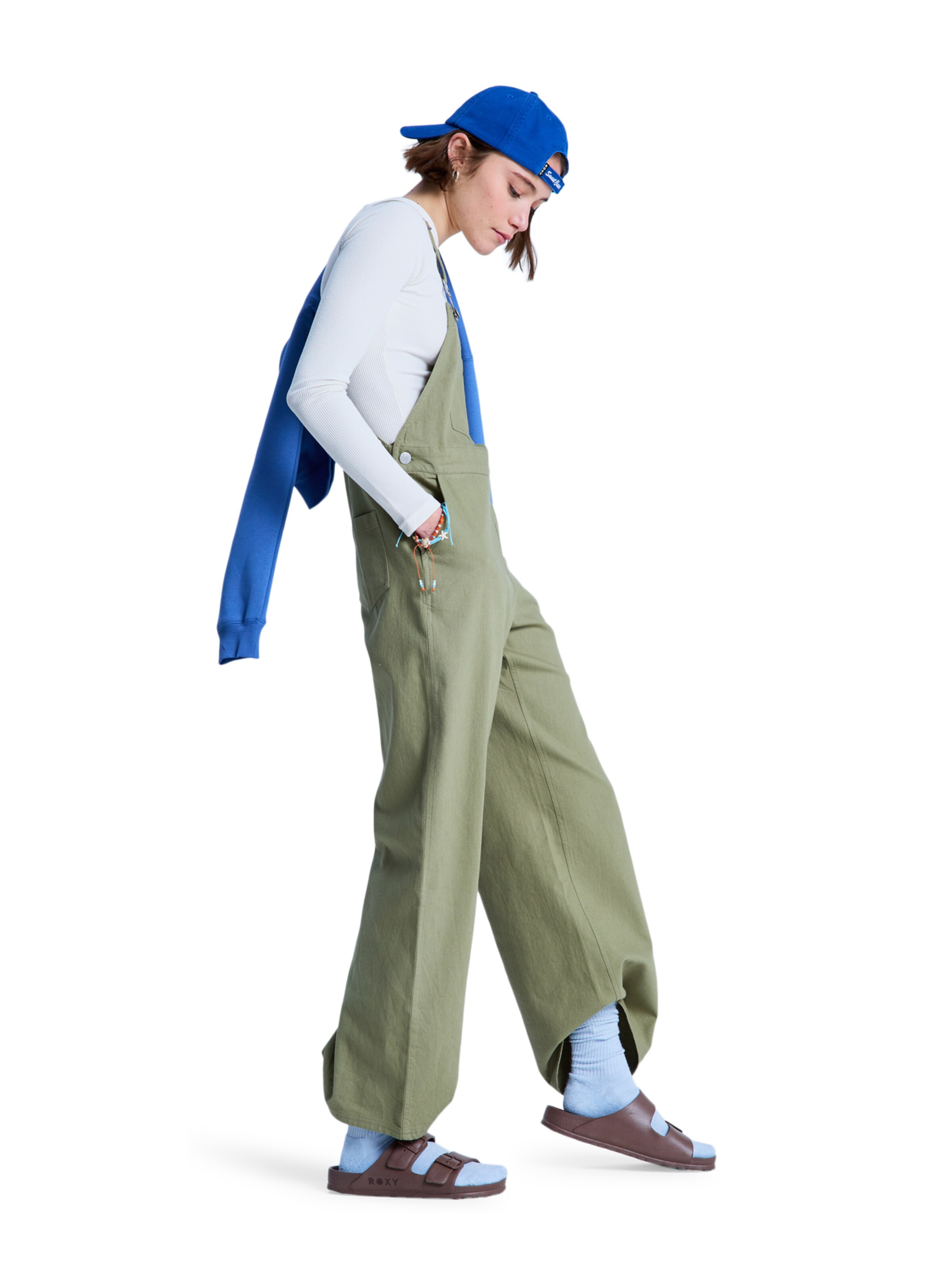 ROXY Wide Leg Latzhose in Grün