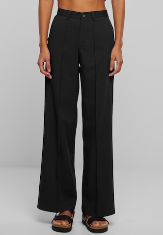 Urban Classics Wide leg Pleat-Front Pants in Black
