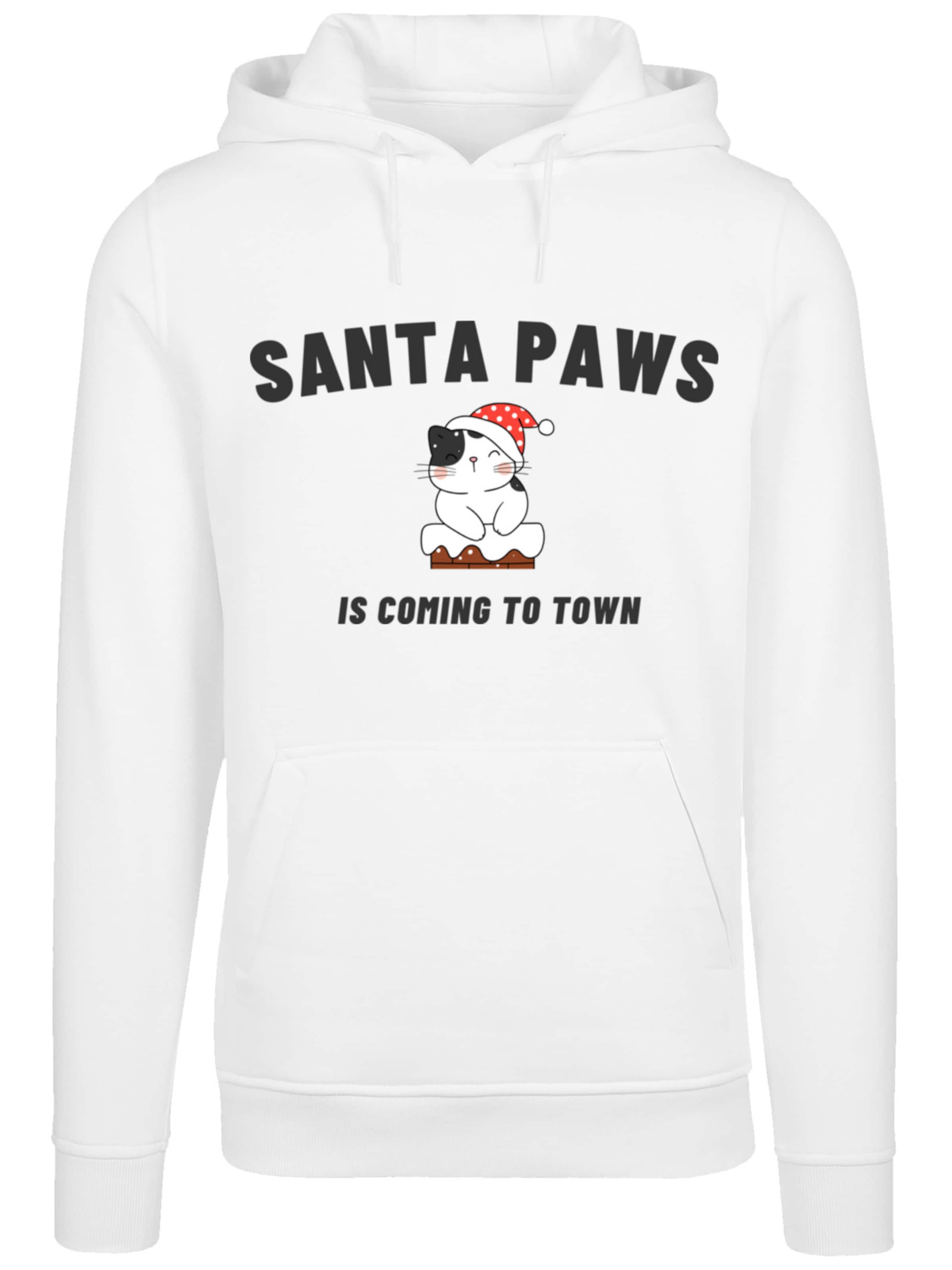 F4NT4STIC Sweatshirt 'Santa Paws Christmas Cat' in Wit: voorkant
