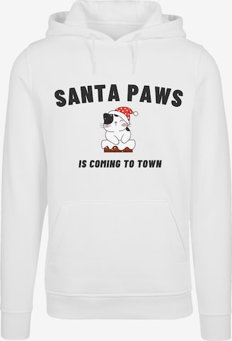 Sweat-shirt 'Santa Paws Christmas Cat' F4NT4STIC en blanc : devant