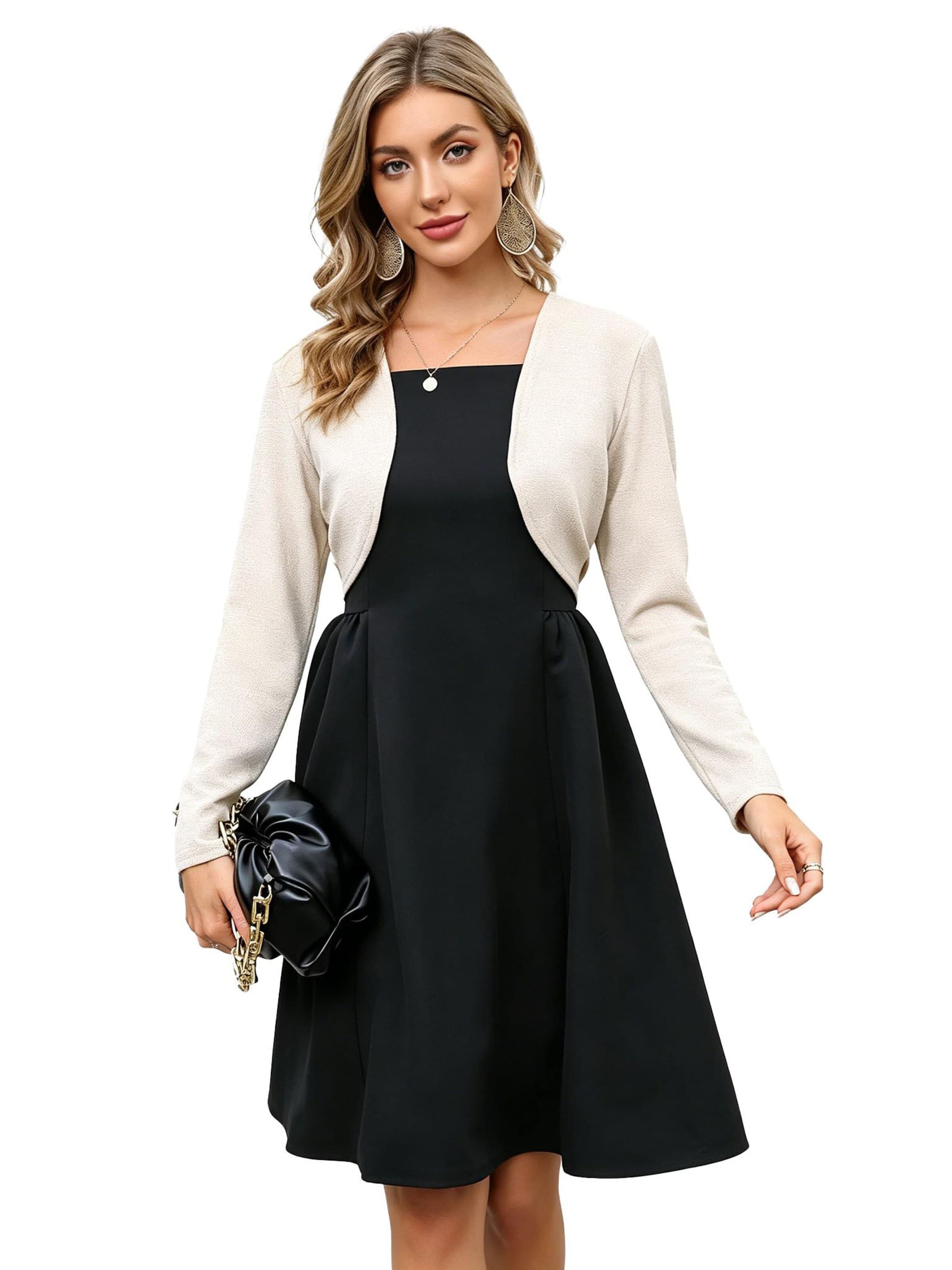 KoJooin Blazer 'Paillettenbesetzte Damenjacke,Abend-Bolero,langärmelig,vorne offen,geschnitten,für formelle Kleider'‌‌‌‌‌‌‌‌ in Beige: Vorderseite