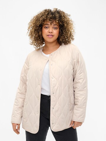 Zizzi Between-Season Jacket 'MCAMP' in Beige: front