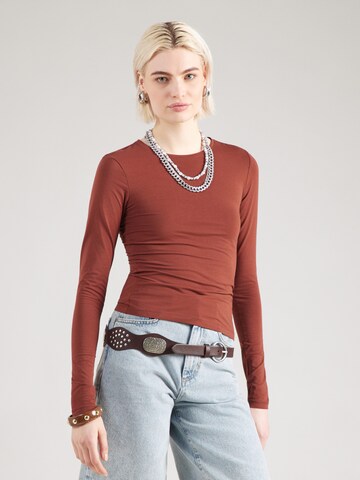 WEEKDAY Majica | rjava barva: sprednja stran