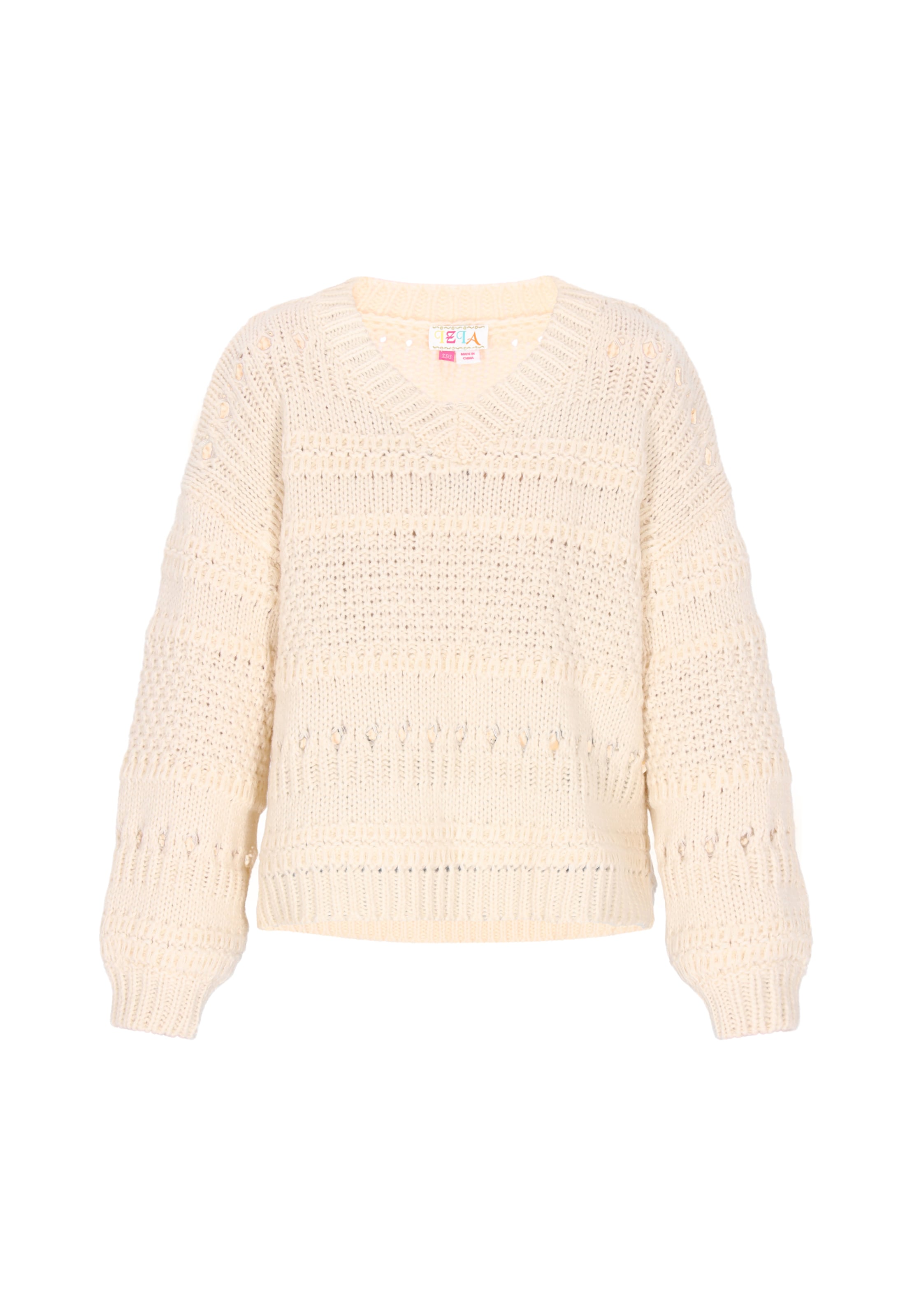 balta IZIA Megztinis 'Boho': priekis