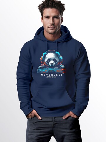 Neverless Sweatshirt 'Panda DJ' in Blau