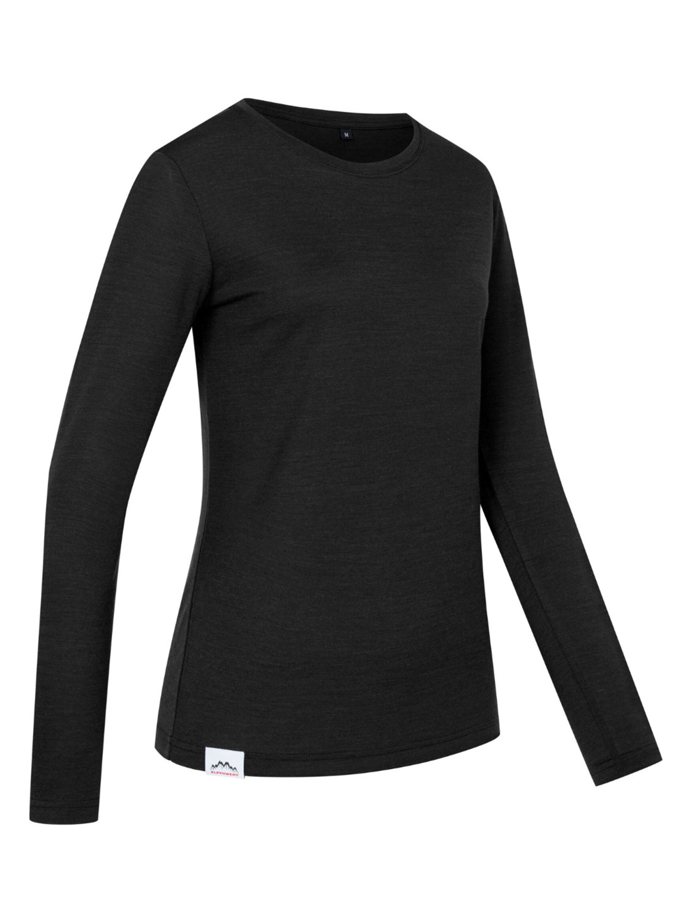 Alpenwert Shirt 'Longsleeve Damen Merino' in Black