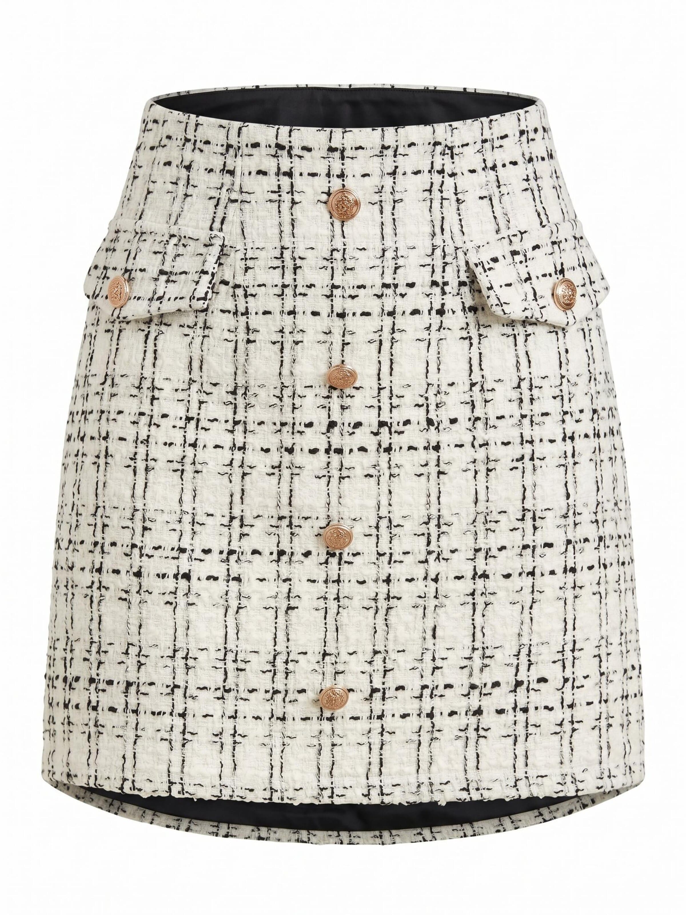 Cupshe - Saia 'Button-Front Mini Skirt' em branco: frente