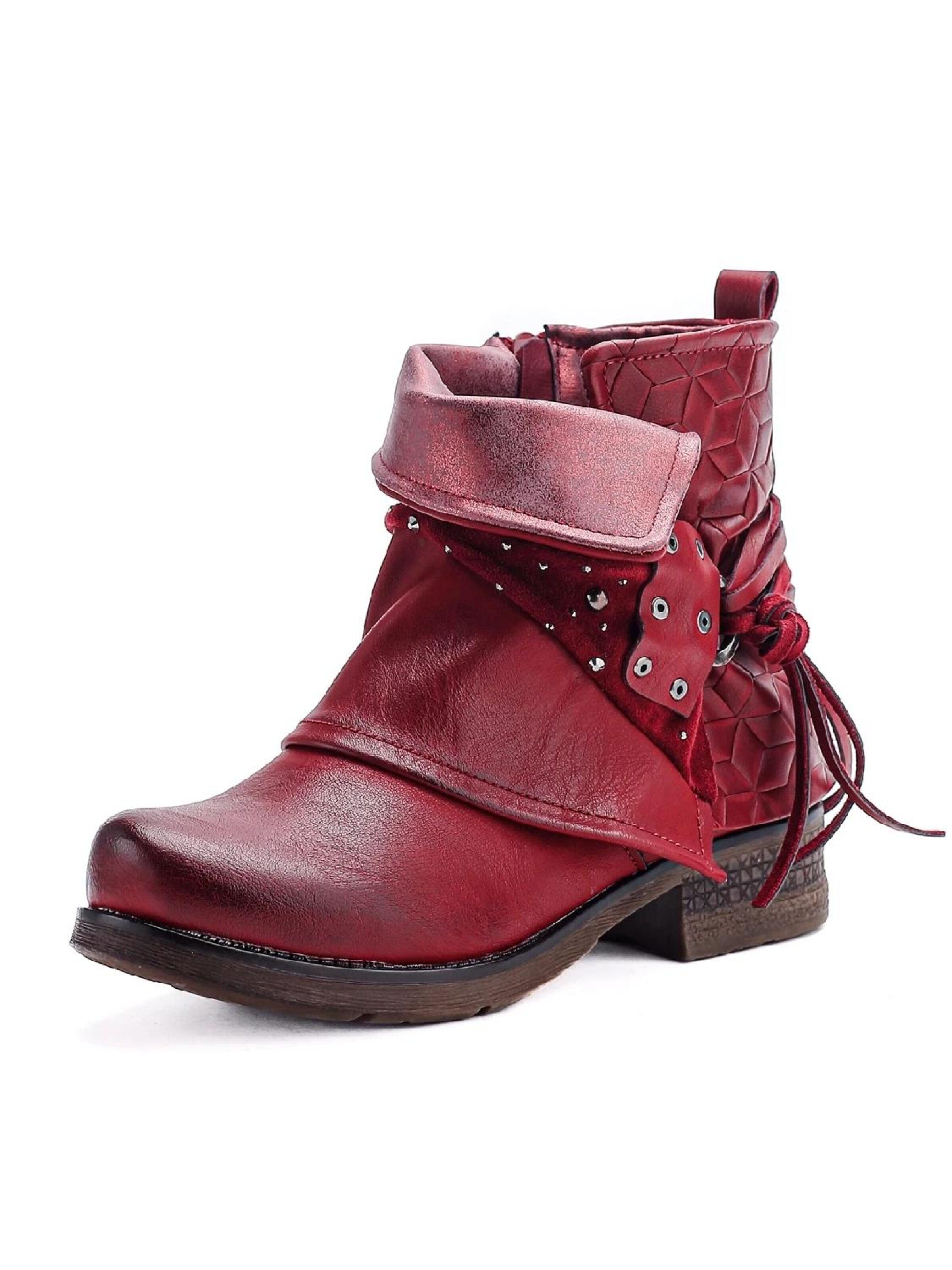 Pogolino Boots 'Damen Boots Nieten Biker Stiefeletten ST20' in Red: front