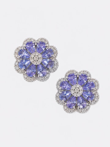 LanLiviaNaušnice 'Tanzanite Stone Flower Ear Studs' - ljubičasta boja