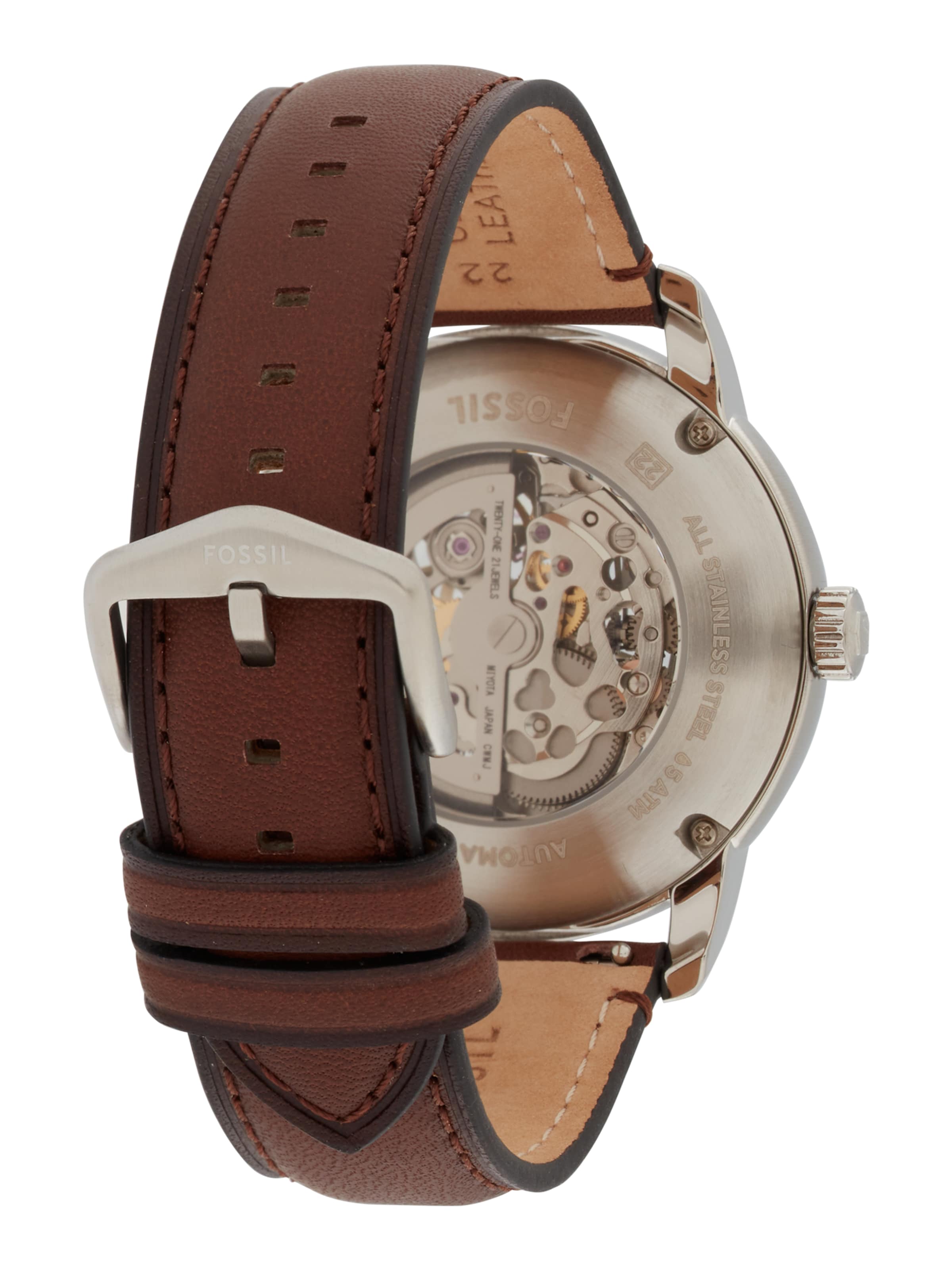 FOSSIL Analoog horloge 'Heritage' in Bruin