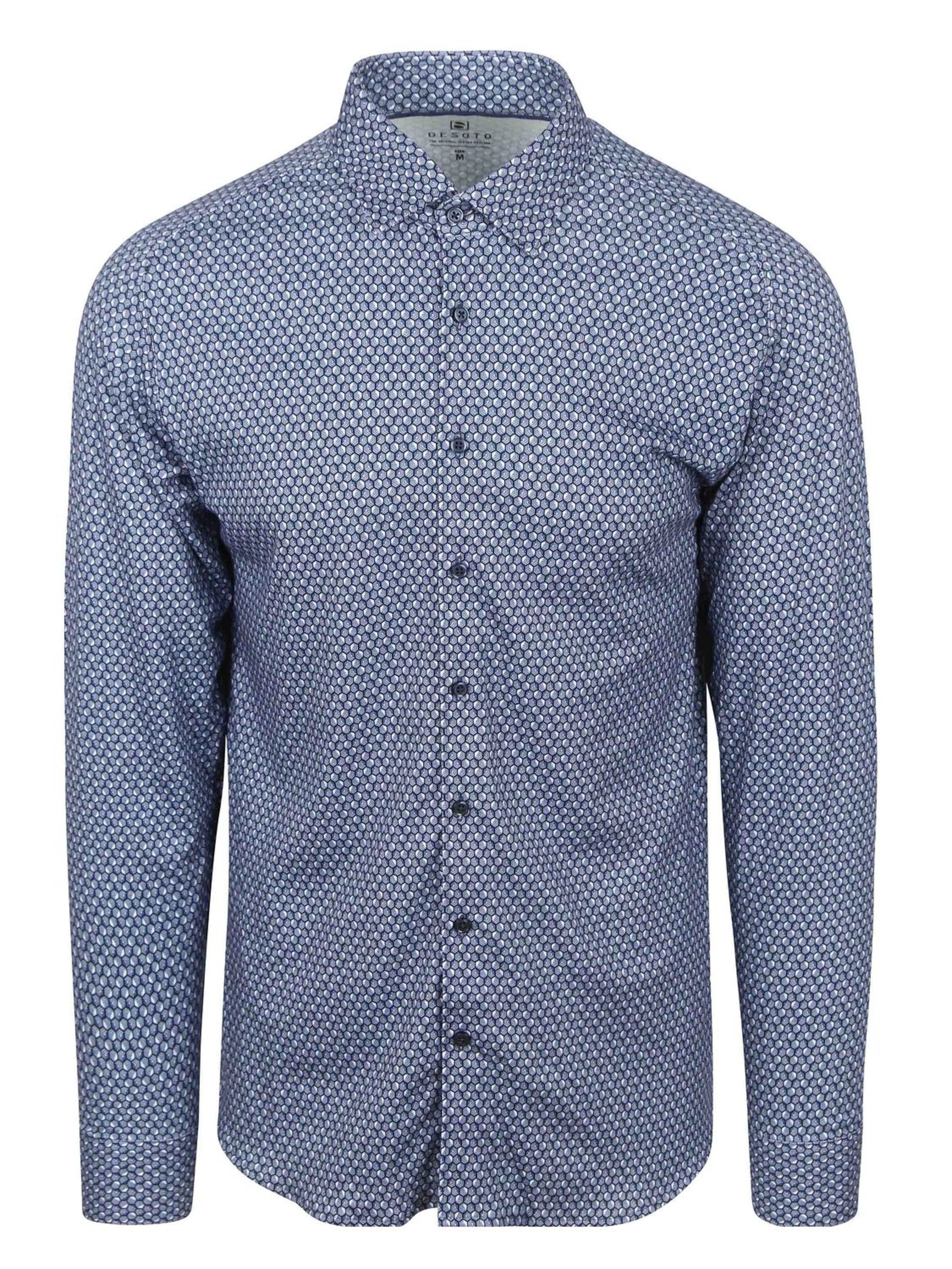 DESOTO Slim fit Button Up Shirt in Blue: front
