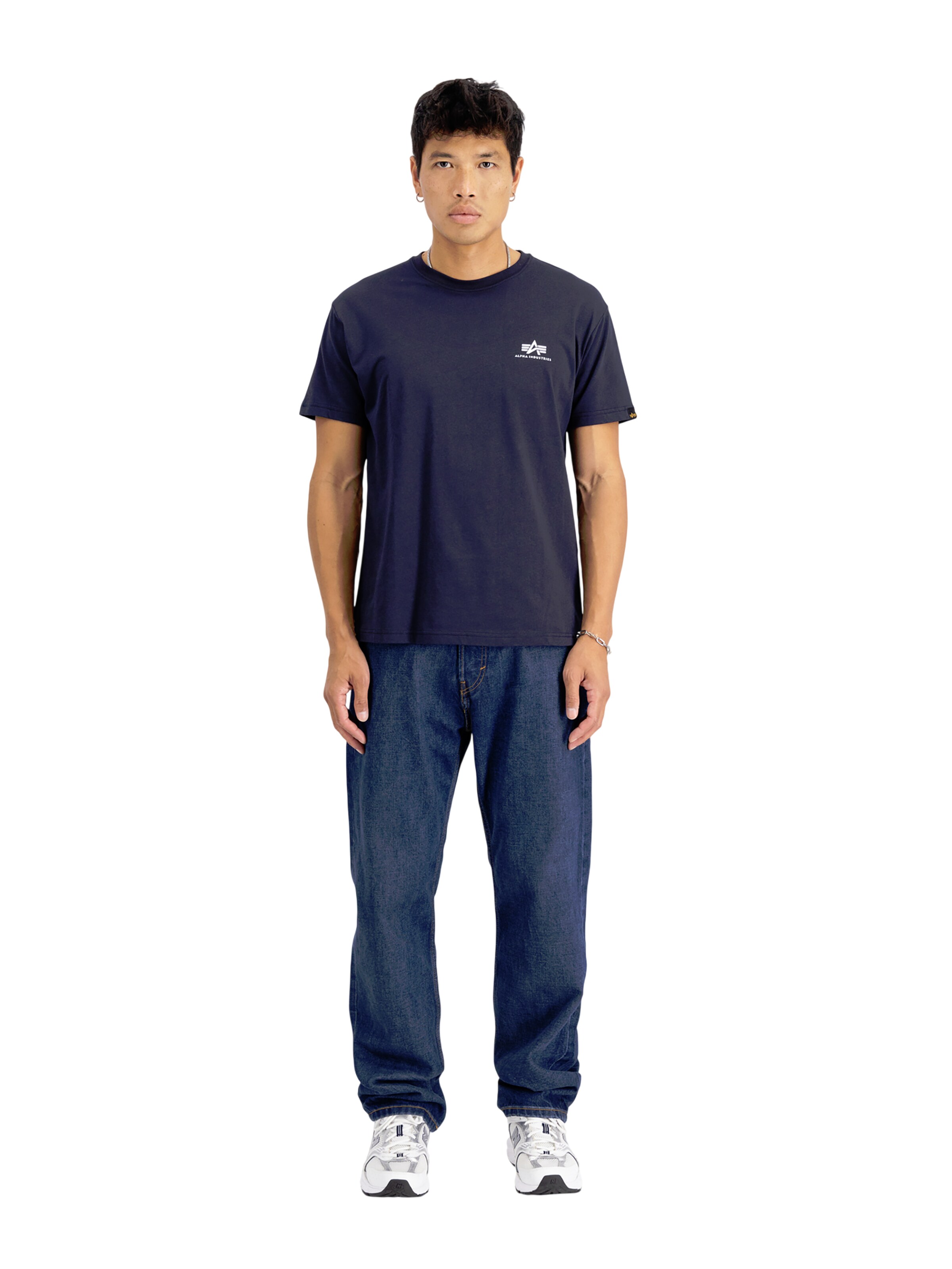 ALPHA INDUSTRIES Shirt 'Basic Small Logo'‌‌‌‌‌‌ in Blau