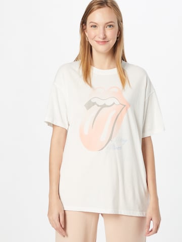 American Eagle - Camisa oversized 'ROLLING STONES' em branco: frente