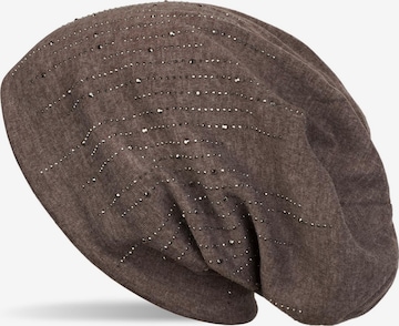 styleBREAKER Mütze 'Beanie mit Strass Streifen' in Braun: Vorderseite