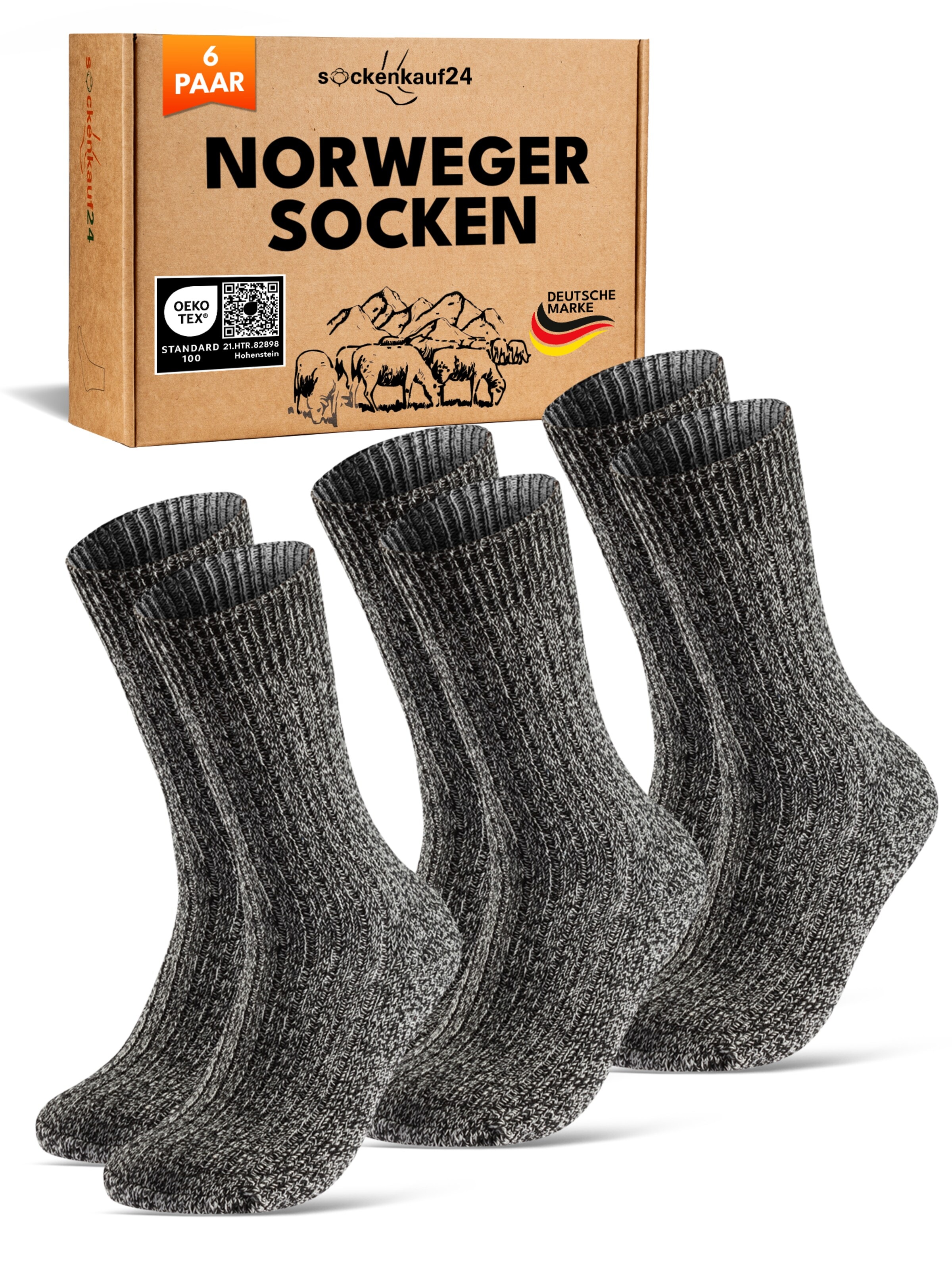 sockenkauf24 Skarpety 'Norweger Wollsocken' w kolorze szary: przód