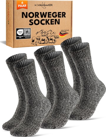 sockenkauf24 Skarpety 'Norweger Wollsocken' w kolorze szary: przód