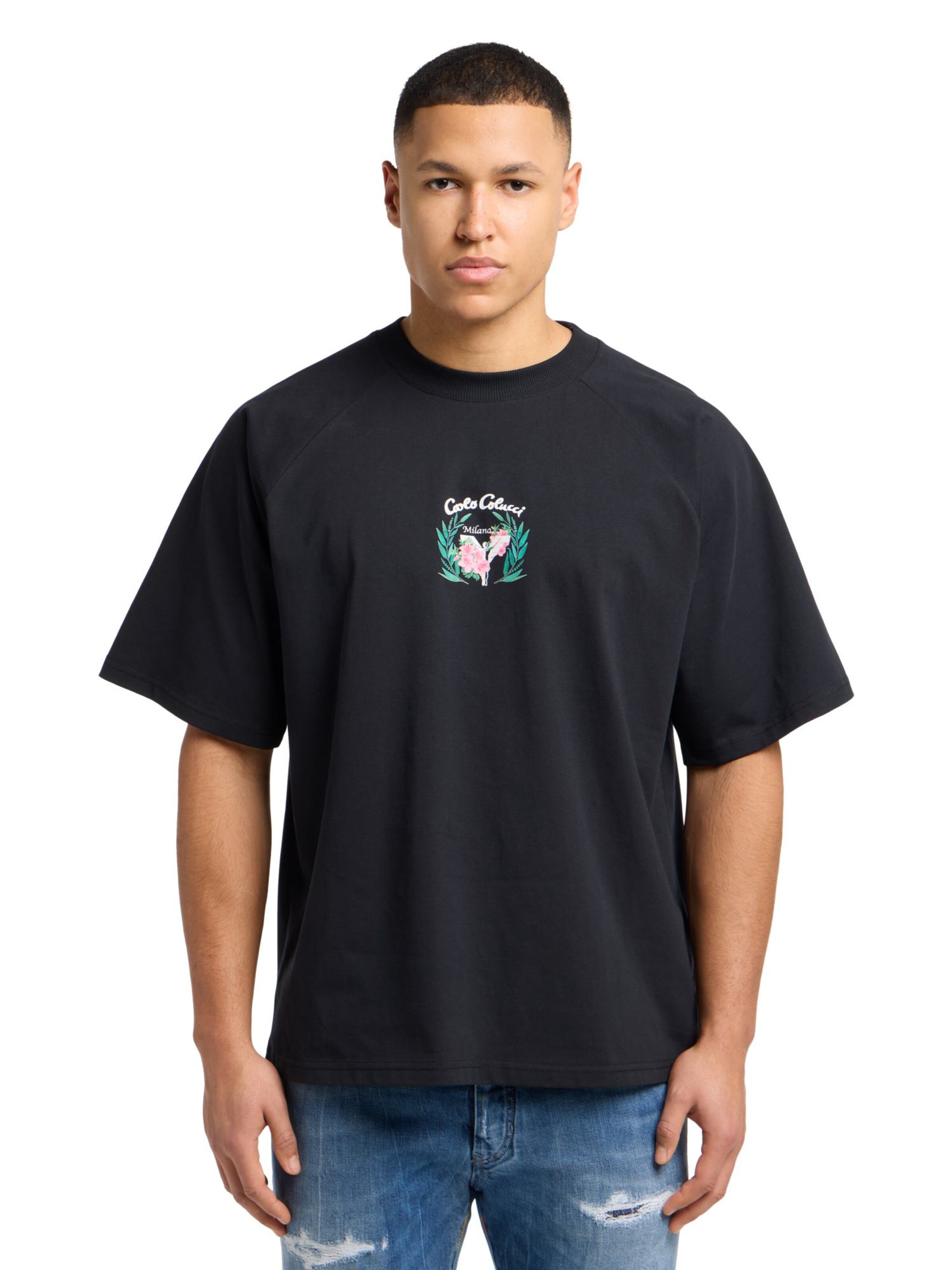 Carlo Colucci T-Shirt 'Egger' in Schwarz: Vorderseite