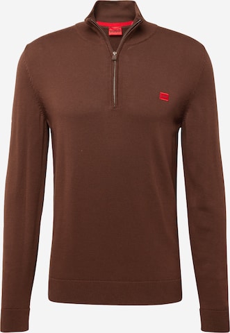 HUGO Sweater 'San Quintus' in Brown: front
