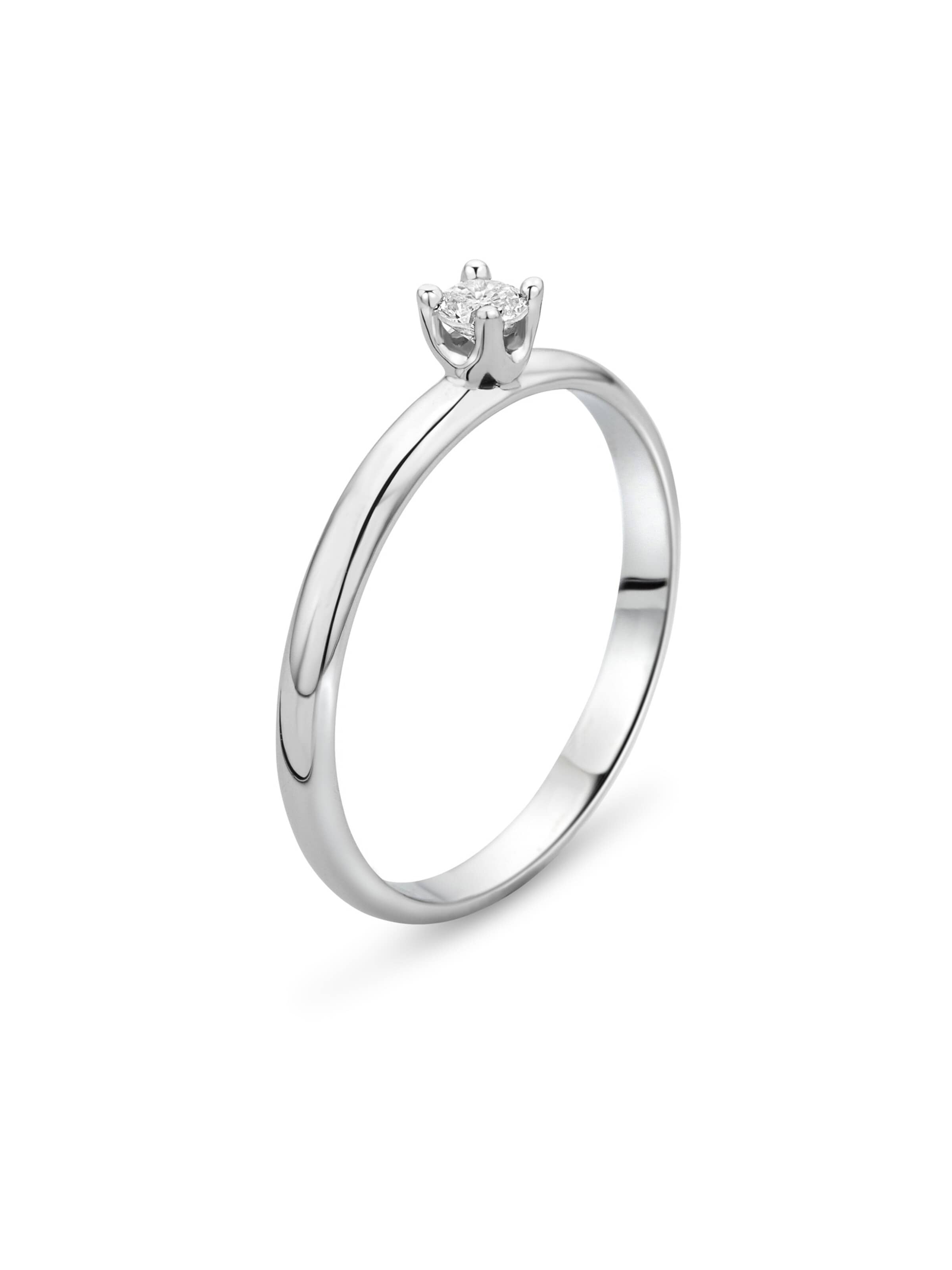 DIAMANT LETERNEL Ring 'Ring aus 375 Weißgold mit 0.10 Karat Diamant' in Silver