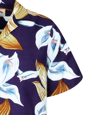 Paradise Found Regular Fit Hemd 'Tom Selleck Calla Lily'‌ in Lila