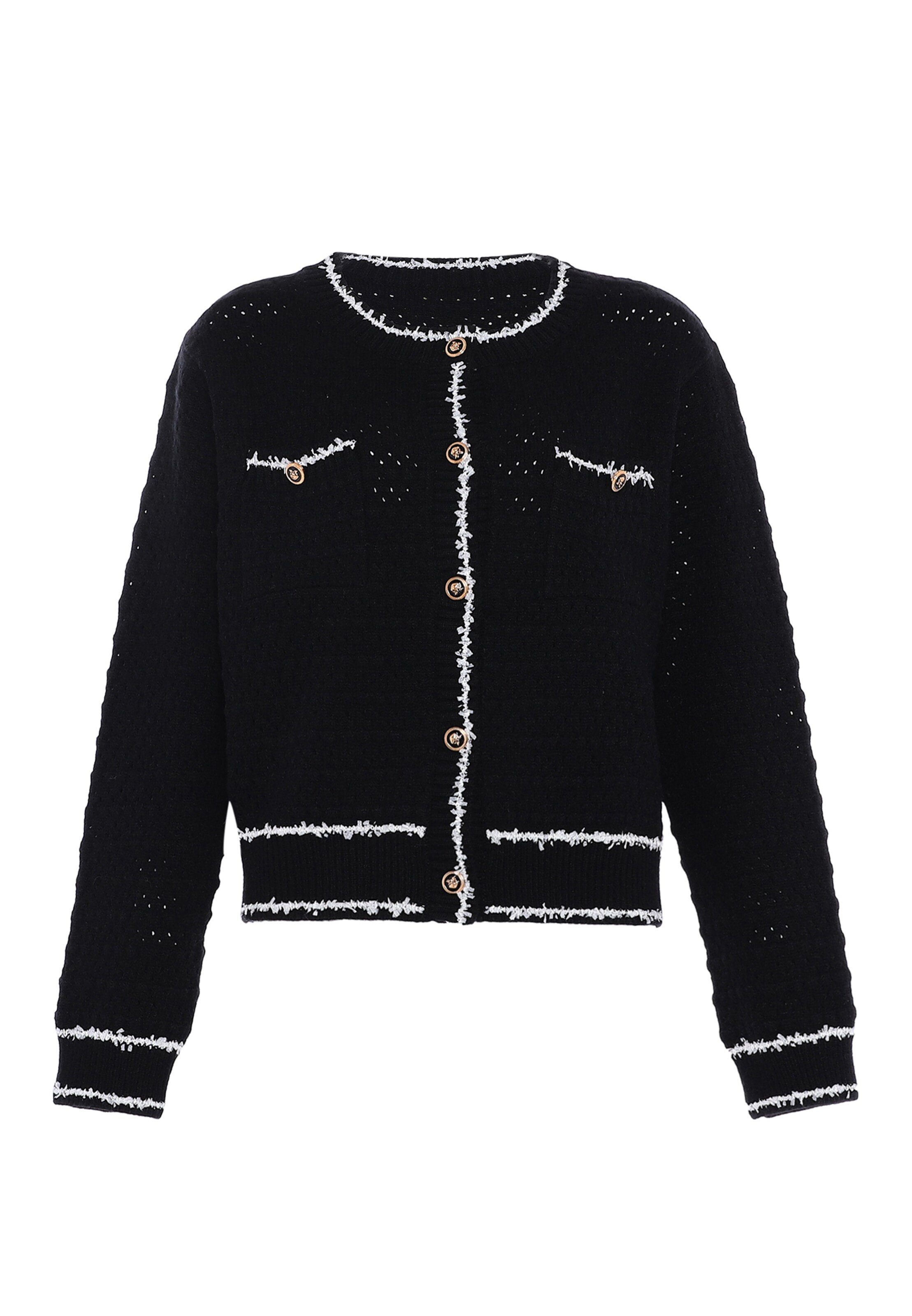 faina Gebreid vest in Zwart: voorkant