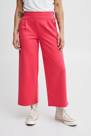 ICHI Wide leg Pleat-Front Pants 'KATE' in Red: front