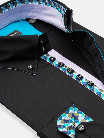 Slim fit Camicia business 'Roma Satin Man Shirt Green' di 7Camicie in nero